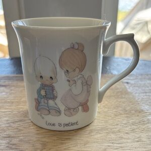 Precious Moments White Ceramic Mug with Pastel Pink & Blue Illustration